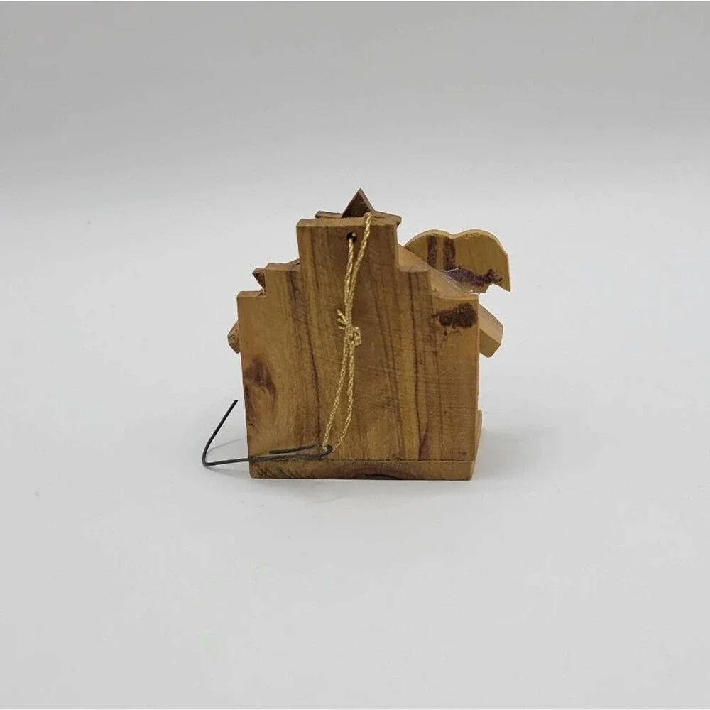 Vintage Wooden Nativity Scene Christmas Tree Ornament